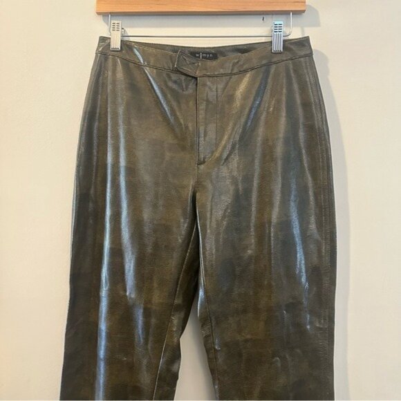 Womyn Shimmering Brown Gold Textured Snake Embossed Pants Size 6 - Picture 4 of 11